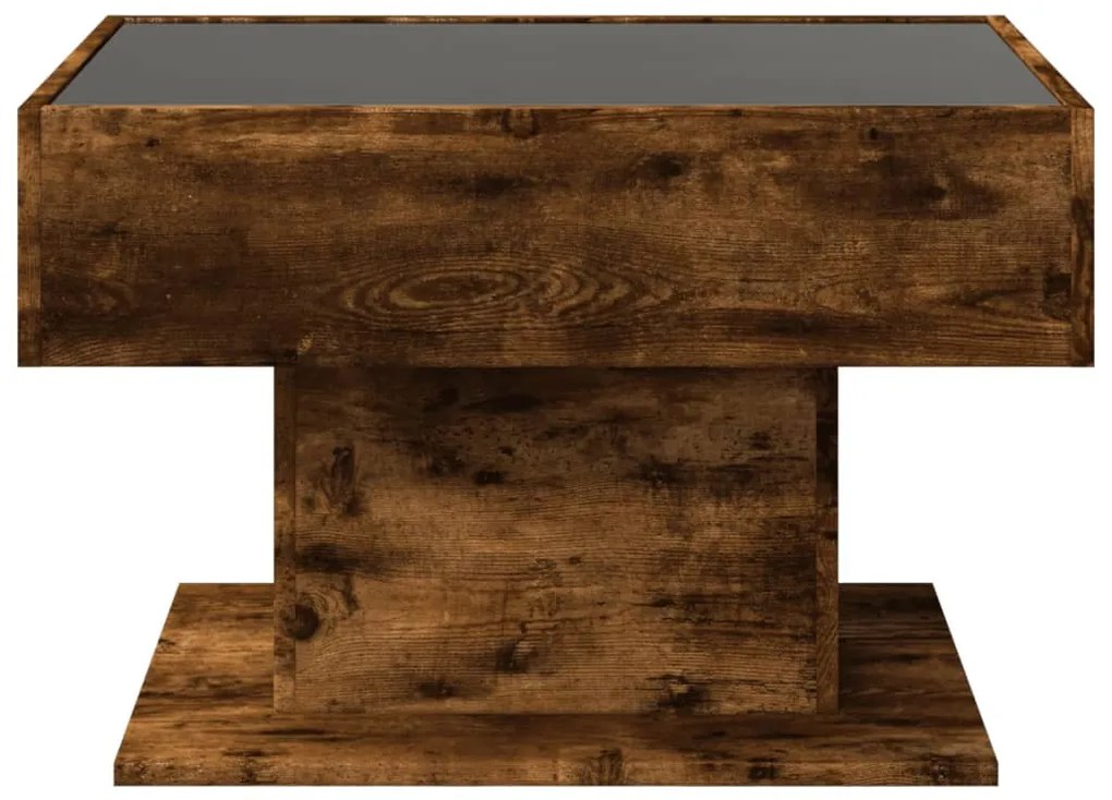 füstös tölgy szerelt fa dohányzóasztal LED-del 70 x 50 x 45 cm