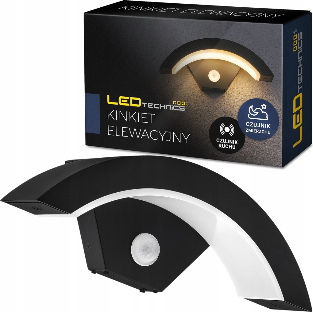 Kültéri Led fali lámpa Homlokzati lámpa IP65 Alkonyat mozgásérzékelő