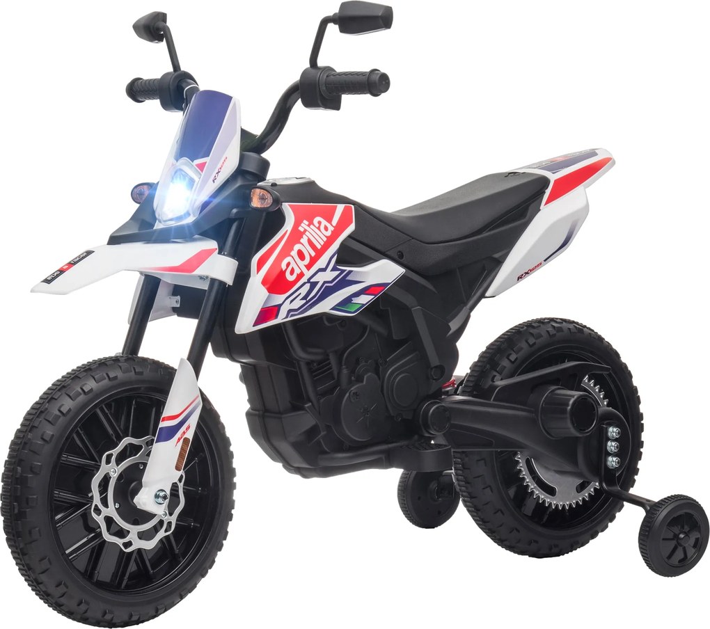 AIYAPLAY Elektromos Gyerekmotor Aprilia Elektromos Motor USB-vel, Képességi Kerekekkel, Zenével, Fényszóróval, 6 km/h Sebességű Elektromos Motor 3-8 É