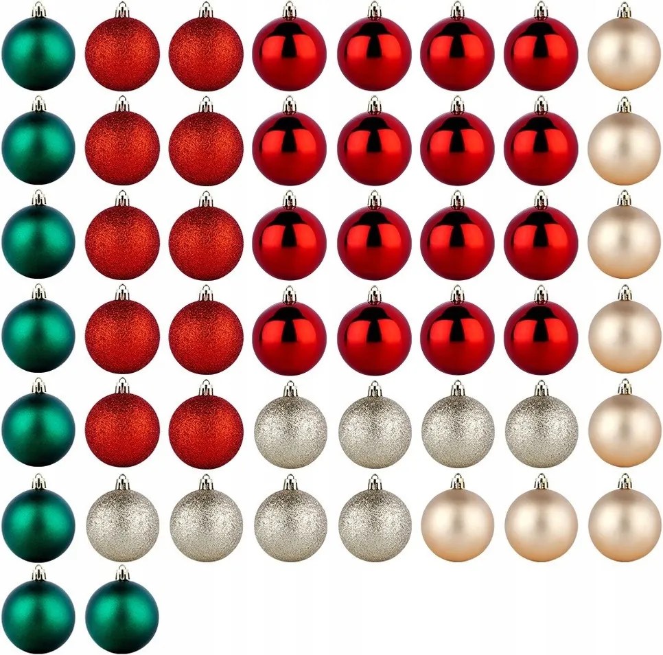 50x Karácsonyi gömbök Törhetetlen Színes Karácsonyfa gömb szett