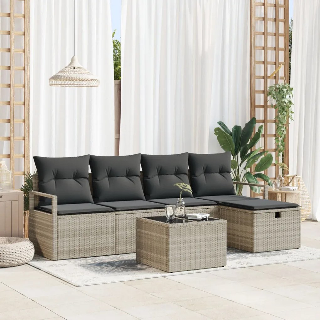 Kerti Kanapé Szett 6 pcs Világosszürke 230 x 117 x 85 cm