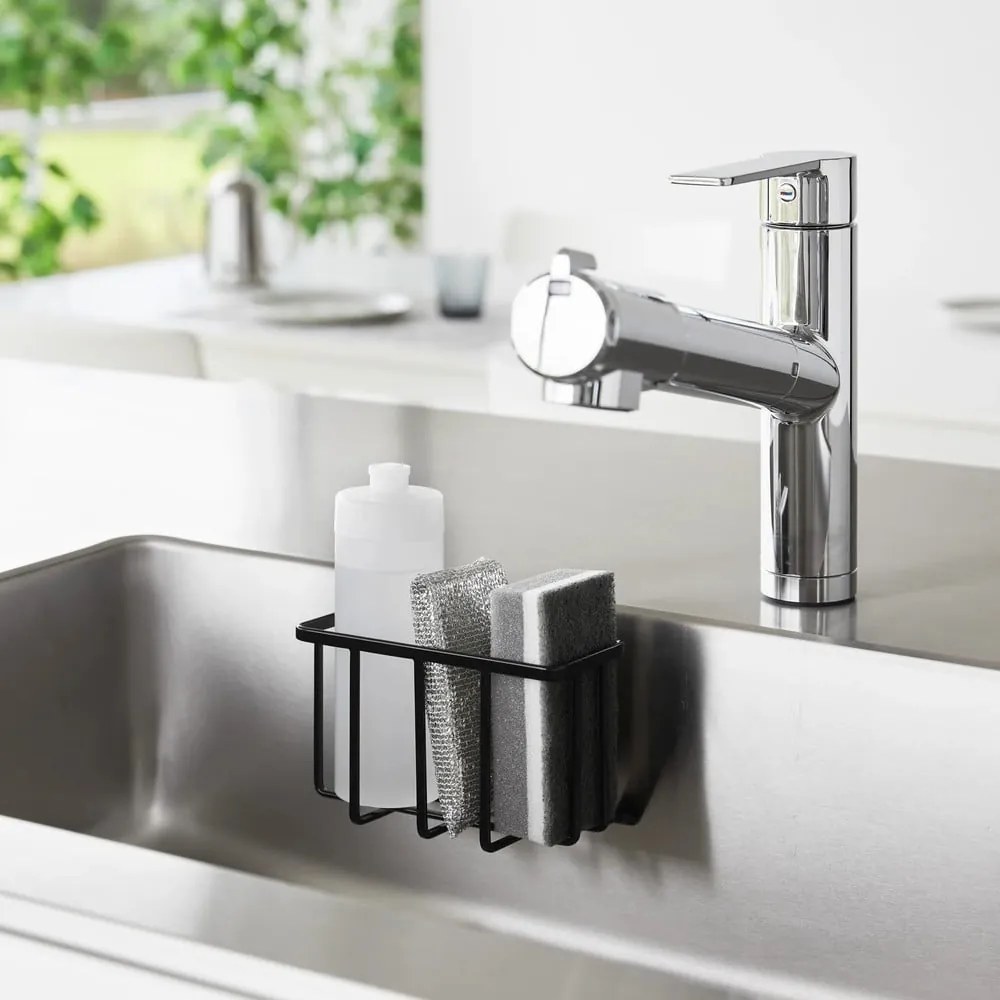 Fekete öntapadós fém mosogatóeszköz tartó Film Hook – YAMAZAKI