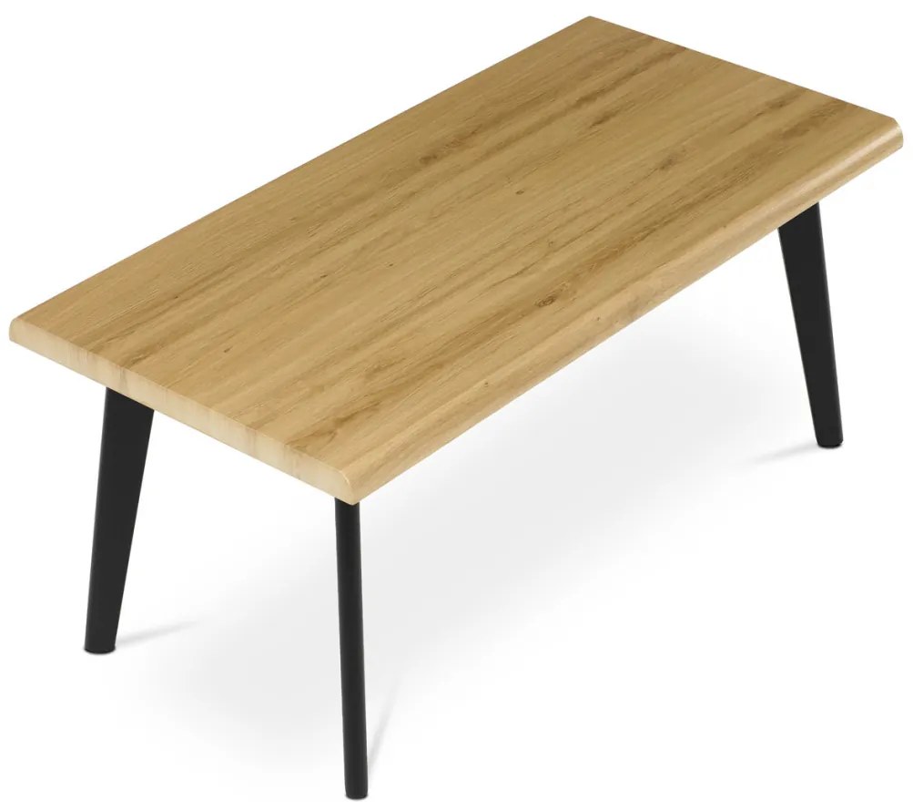 Măsuță de cafea 120x60x55 cm, blat MDF, decor stejar salbatic, picioare metalice