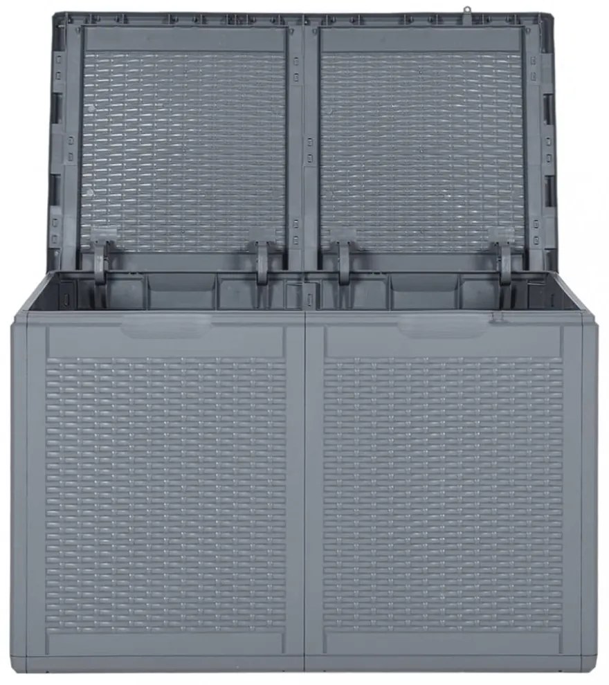 szürke PP rattan kerti tárolóláda 180 L