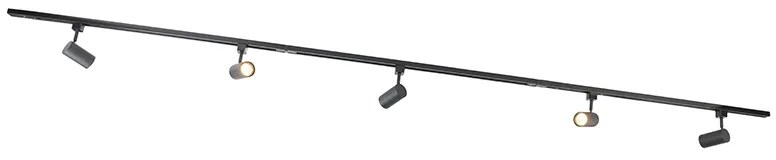 Modern fekete sínrendszer 5 spotlámpával, 1 fázisú - Jeana