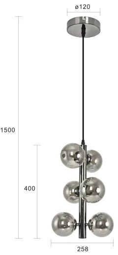 Brilagi - LED Csillár zsinóron MILLA 6xG9/3W/230V fényezett króm/füstös