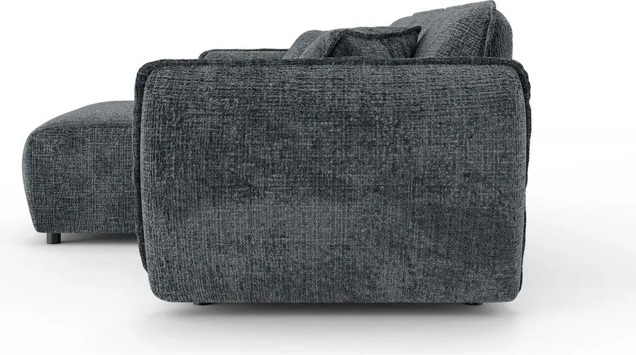 Sötétszürke zsenília sarokkanapé (bal oldali-heverő résszel) Nelia – Ropez