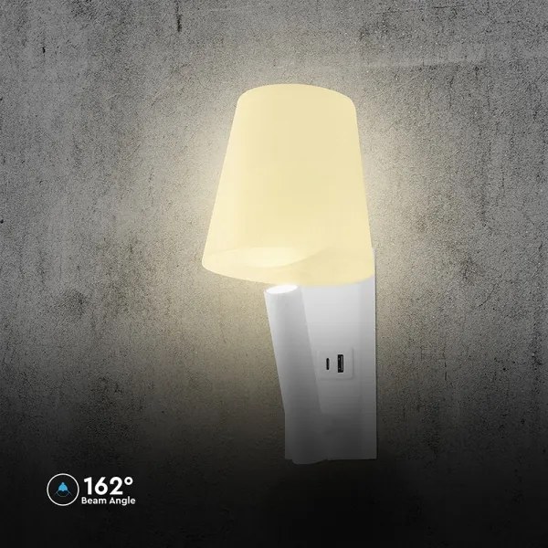 LED fali lámpa USB-porttal LED/2W/230V 3000K fehér