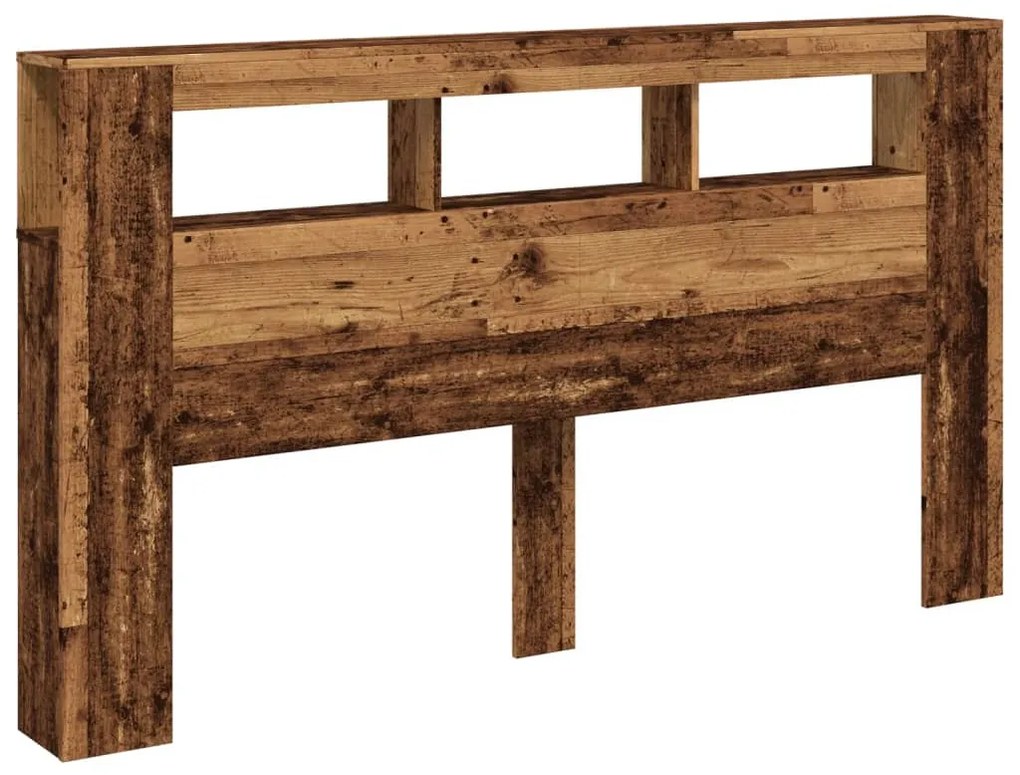 antik fa színű szerelt fa LED-es fejtámla 180x18,5x103,5 cm