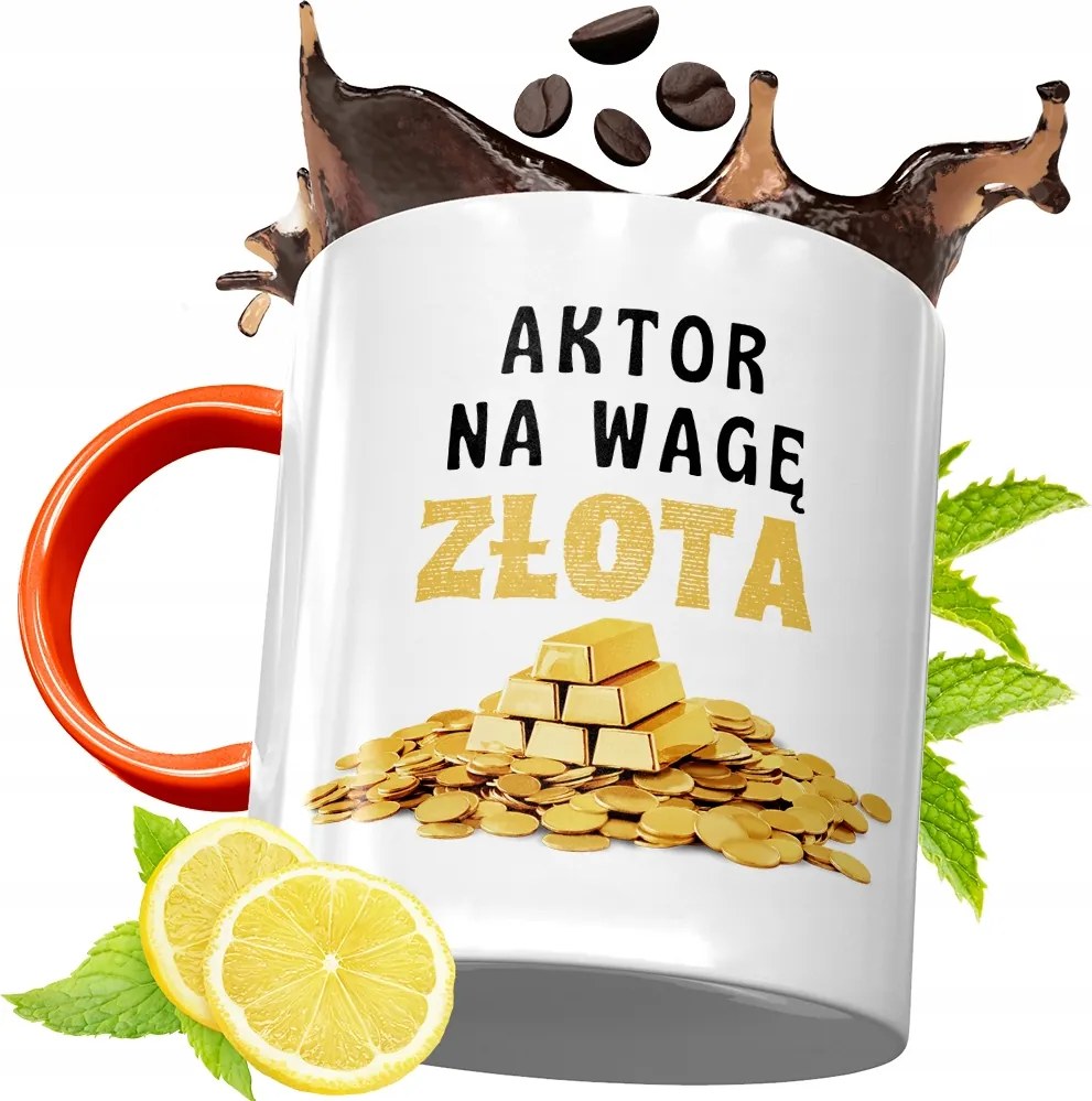 Narancssárga Bögre Színésznek Ajándék fényképes nyomtatással