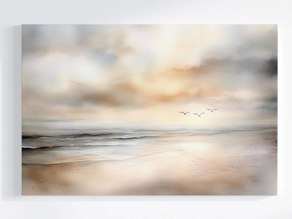 Vászonkép Canvas Tájkép Víz Tenger Óceán Tengerpart Sirályok Hullámok 60x40