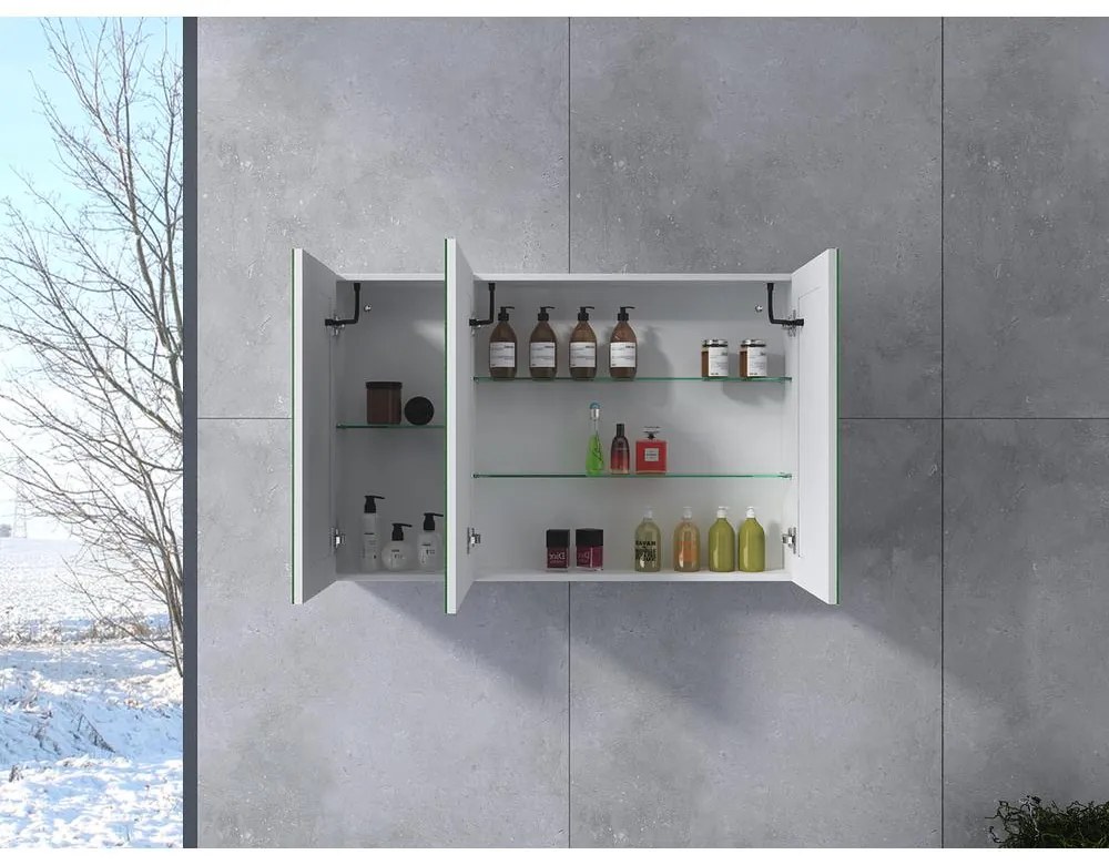 Vicenza White háromajtós, tükrös szekrény 120 cm