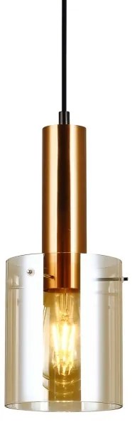 ITALUX PND-5581-1-BRO+AMB - Csillár zsinóron SARDO 1xE27/40W/230V fekete/réz