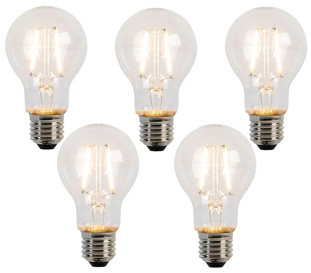 5 db E27 LED izzószál izzó A60 2W 210lm 2200K szett