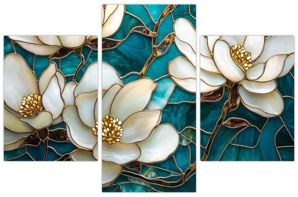 Kép - Ólomüveg magnóliával (90x60 cm)