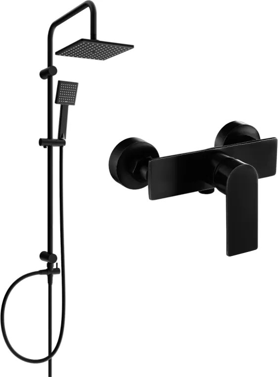 Mexen Tord fali zuhanykészlet esőztetővel és Alfa zuhanycsappal, fekete - 745740200-70