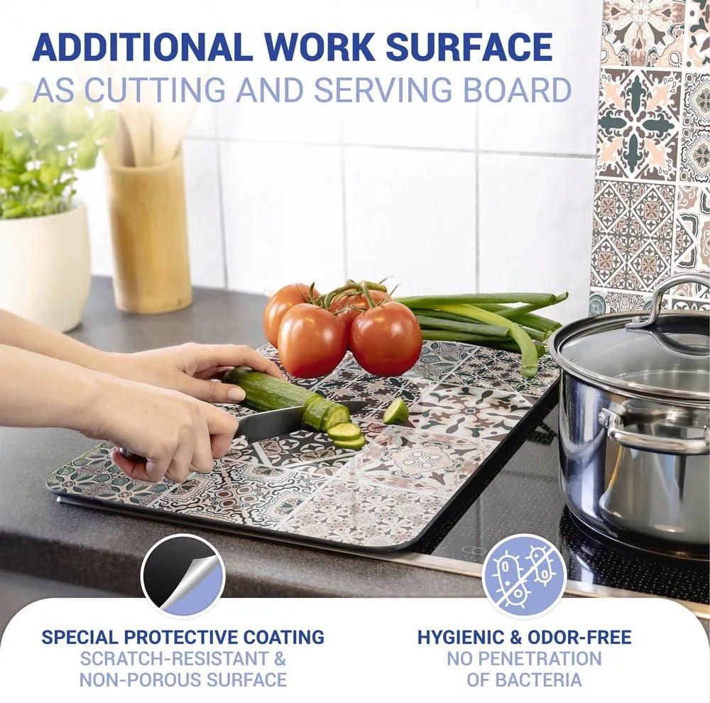 Edzett üveg tűzhely fedőlap szett 2 db-os 30x52 cm Universal Tile – Wenko