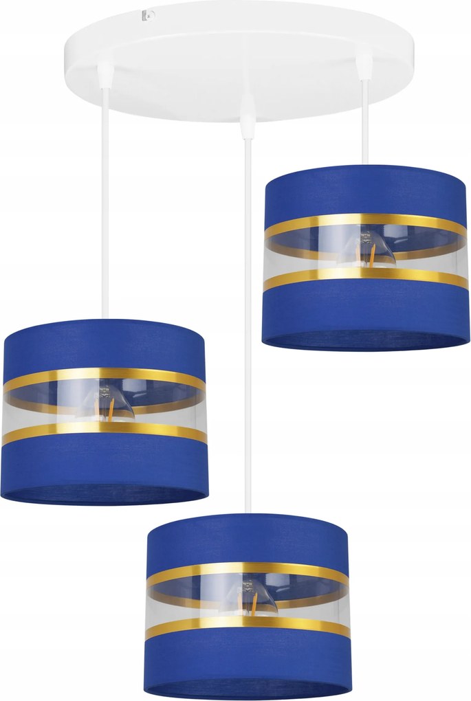 Mennyezeti Függőlámpa Hármas Csillár Glamour Arany Csíkos Lámpabúra