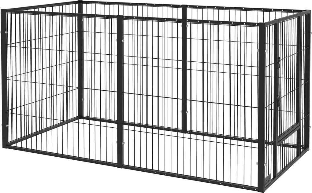 PawHut 6-panelos Állítható Kutyajátszó Állvány Állatkerítés Acélváz 82,5-150x79x81 cm Fekete | Aosom