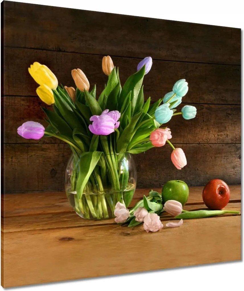 Vászonkép 80x80 Csokor Színes tulipánok