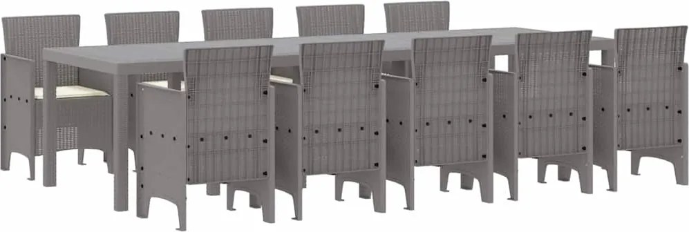 vidaXL Kert étkező szett párnával 11 pcs Világosszürke és krém