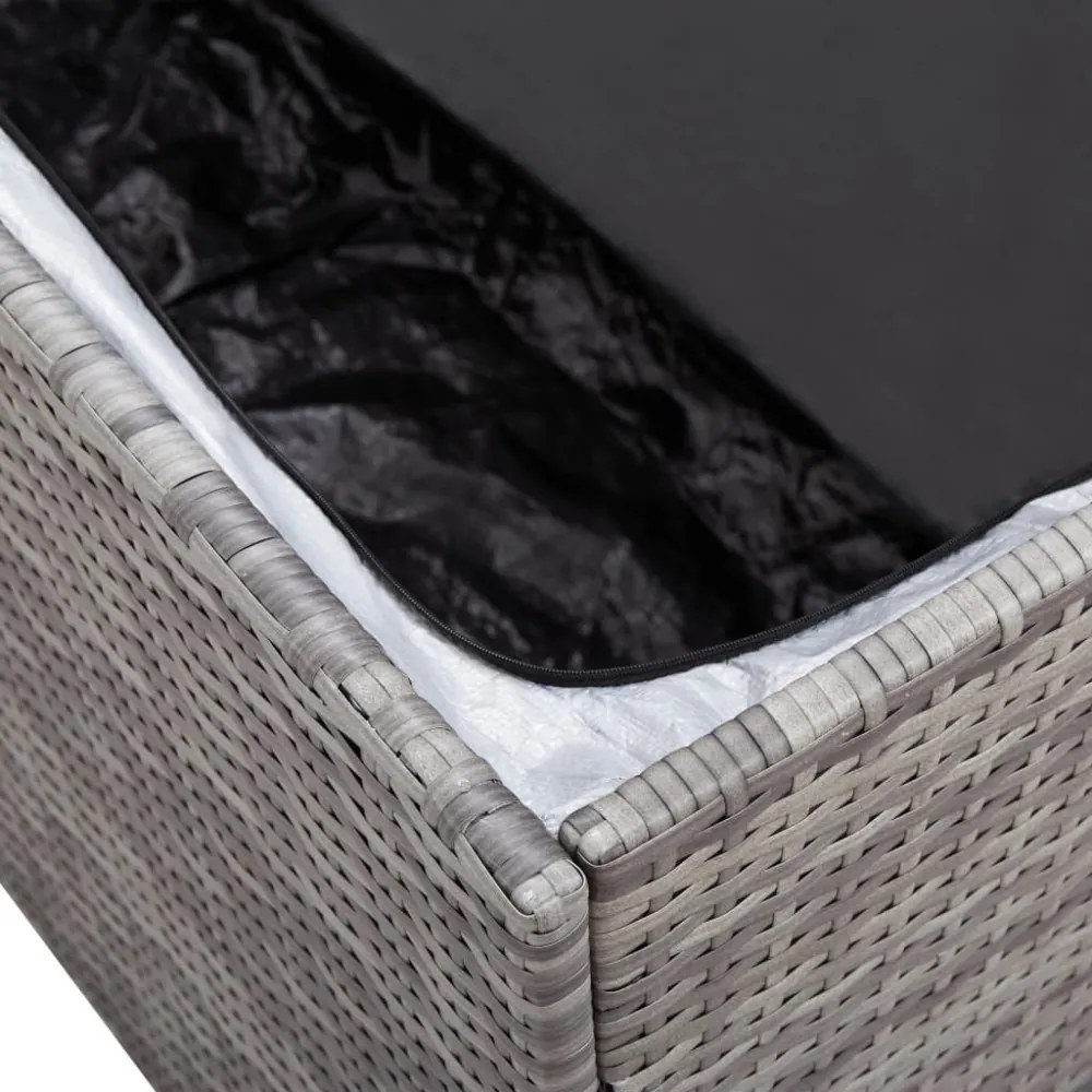 szürke polyrattan kerti tárolóláda 100 x 50 x 50 cm