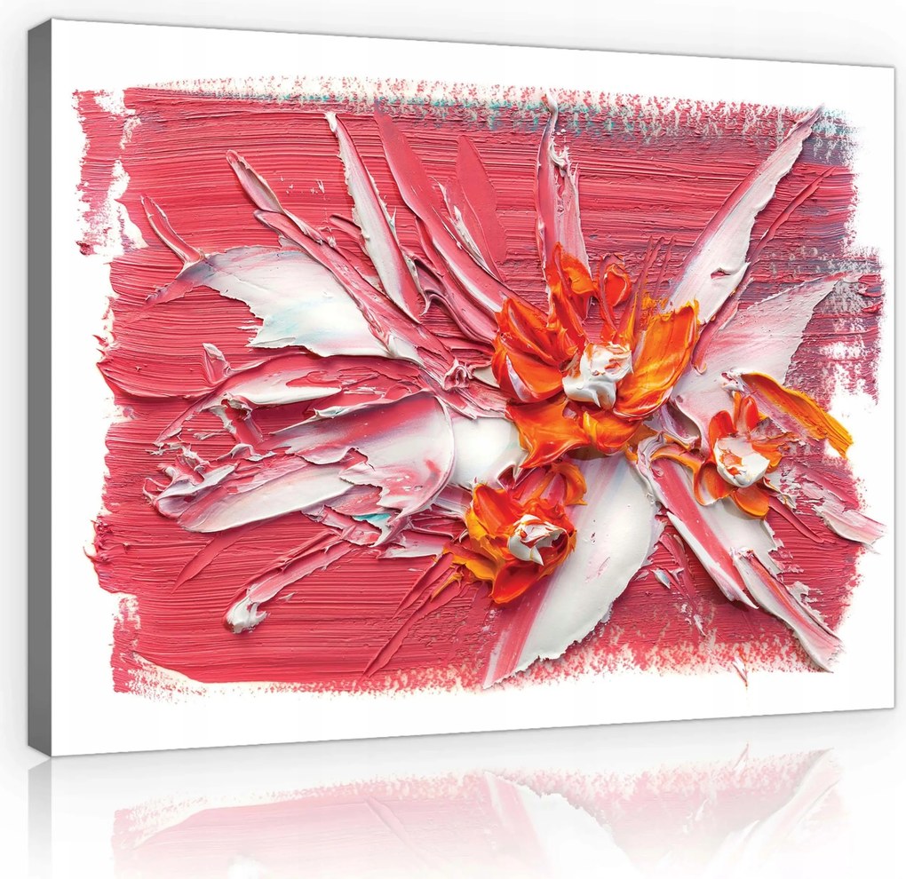 Vászonkép 80x60 Virágok festmény impasto textúra élénk színek absztrakt művészet