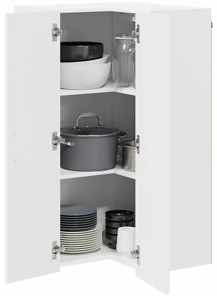 Fali konyhaszekrény polcokkal Fehér 57 x 57 x 100 cm Faanyag