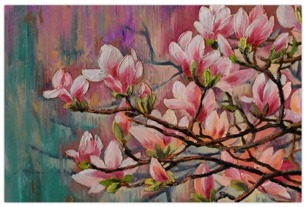 Kép - olajfestmény, virágzó Sakura (90x60 cm)