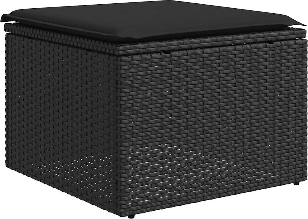 vidaXL fekete polyrattan kerti ülőke párnával 55 x 55 x 37 cm