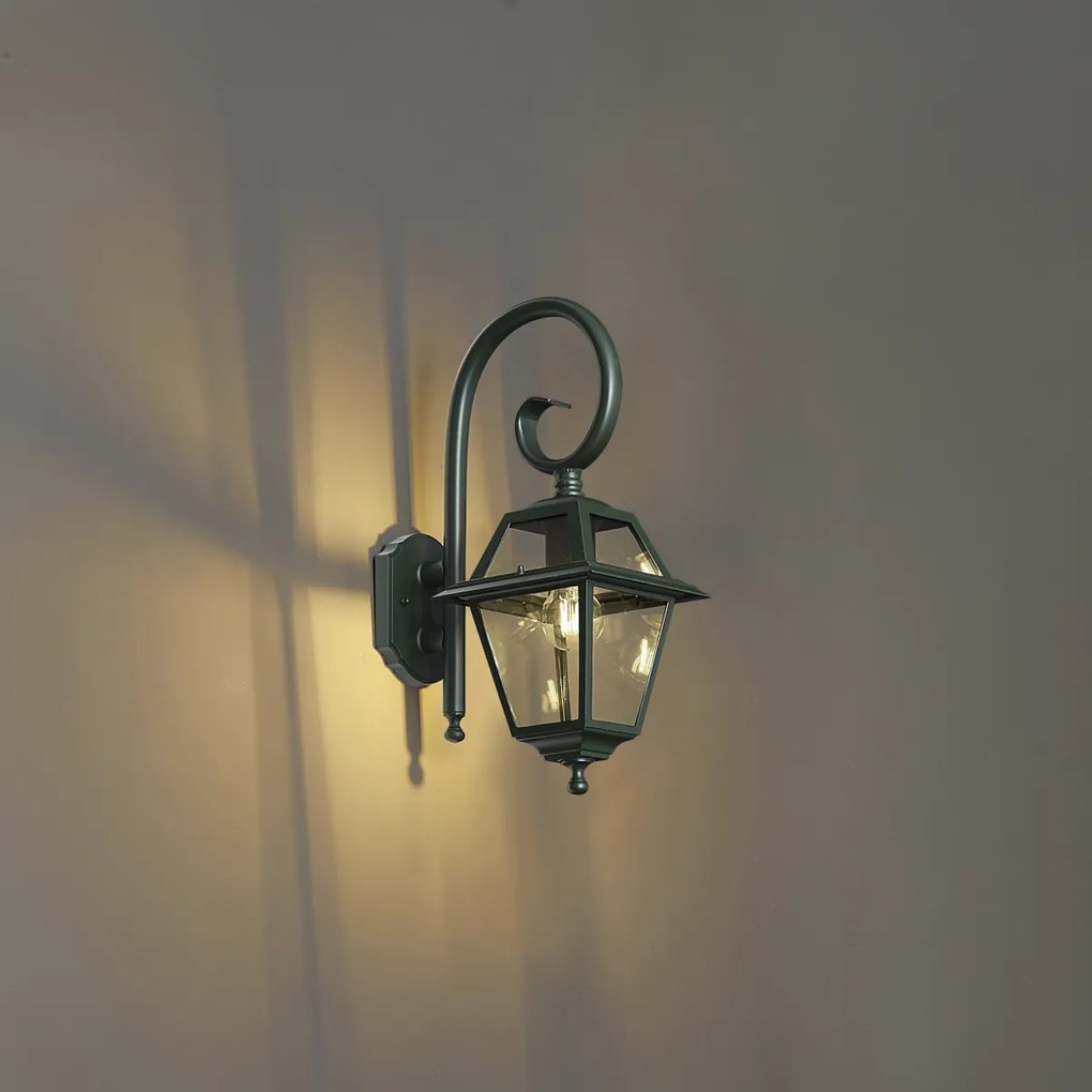 Klasszikus kültéri fali lámpa sötétzöld IP44 - Berta