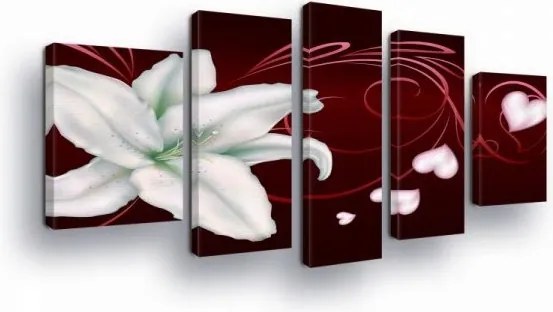 Vászonkép 170x100 Fehér liliom szív szerelem szenvedély virág motívum romantika