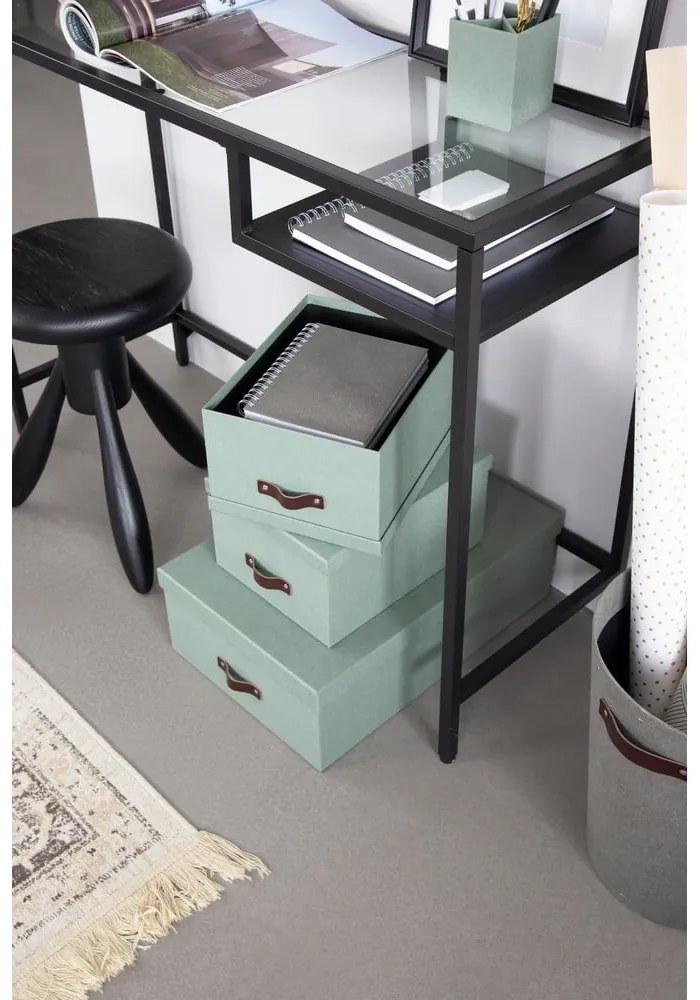 Mentazöld fedeles karton tárolódoboz szett 3 db-os 31x47x15 cm Inge – Bigso Box of Sweden