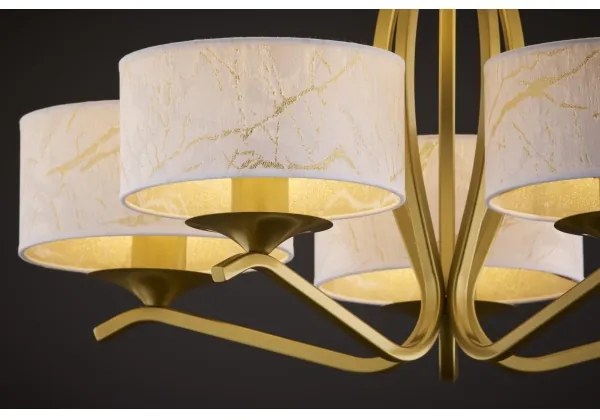 Jupiter 2110 - Rudas csillár KASZMIR 5xE27/15W/230V fehér/arany/márványmintás