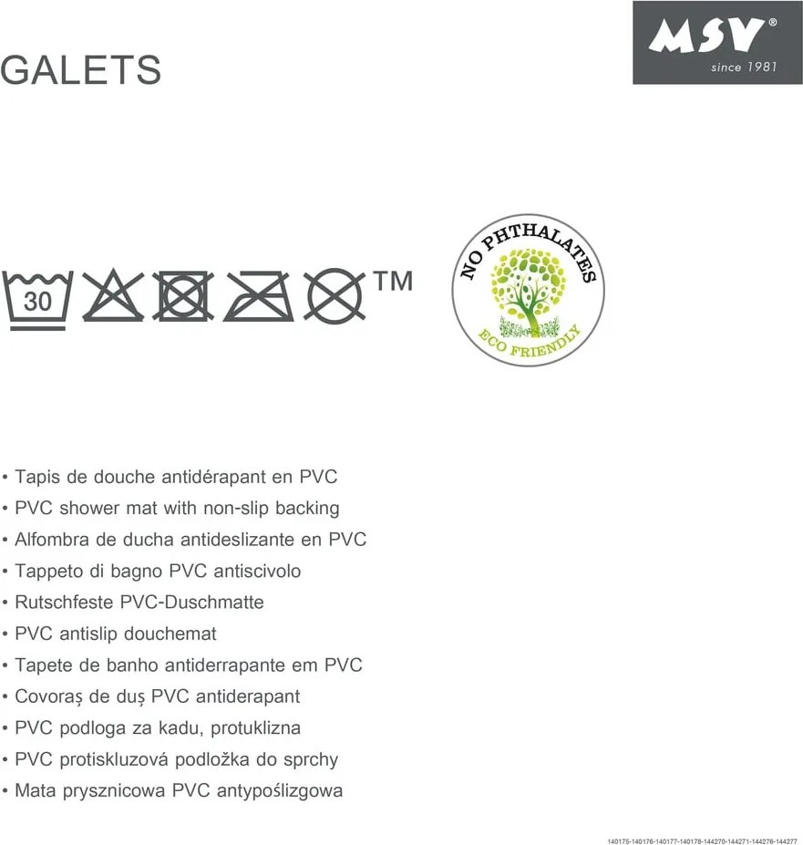 Csúszásgátló alátét fürdőkádba 35x68 cm Galets – MSV