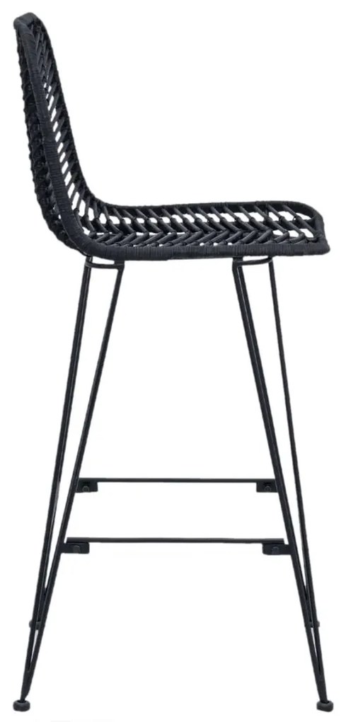 Bárszék 2 pcs Fekete 44,5 x 53 x 111 cm Rattan és Vas