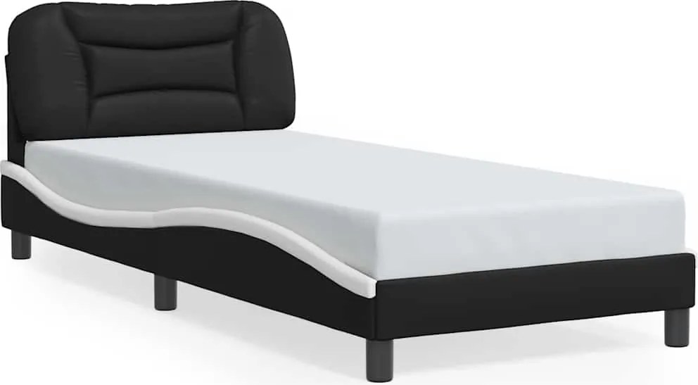 vidaXL fekete és fehér műbőr ágykeret matrac nélkül Hvar 90x190 cm