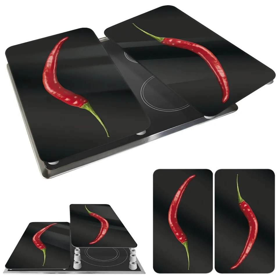 Edzett üveg tűzhely fedőlap szett 2 db-os 30x52 cm Peperoni – Wenko