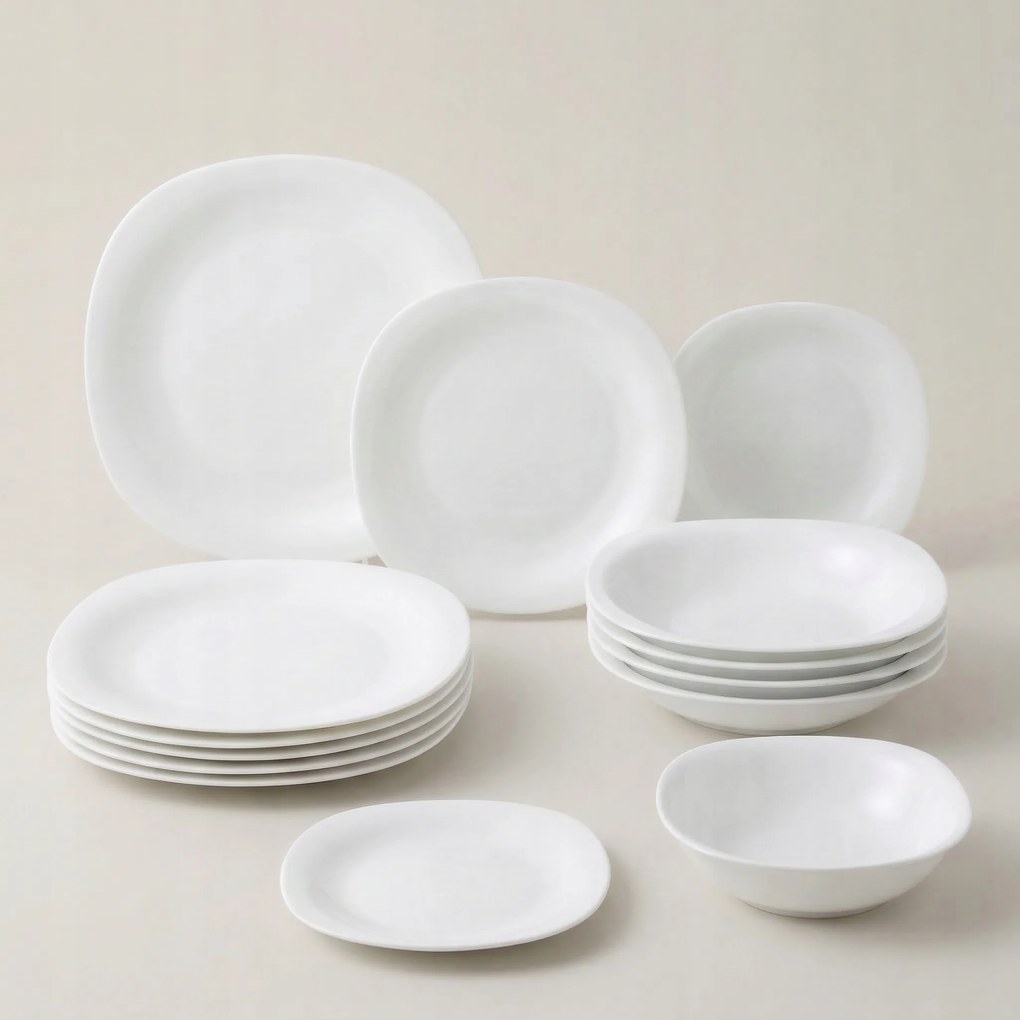 6 személyes étkezőgarnitúra 24 db-os, fehér, szögletes mosogatógéphez