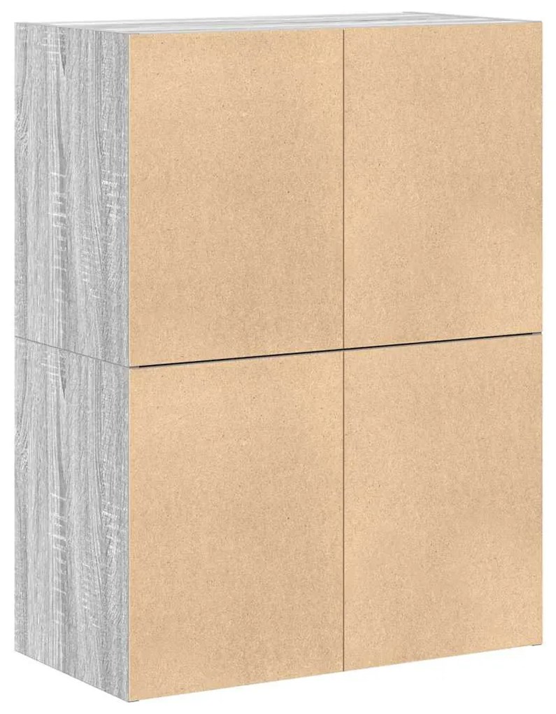 2 db szürke sonoma szerelt fa szekrény 2 fiókkal 60 x 31 x 40cm