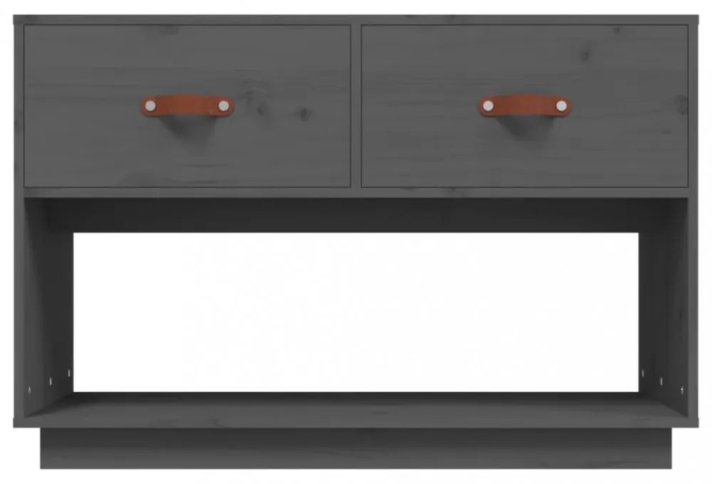 szürke tömör fenyőfa TV-szekrény 90 x 40 x 60 cm