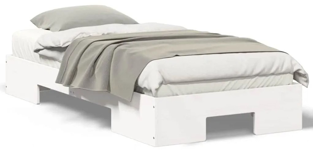 Földi ágykeret tárolóval Fehér 90 x 190 cm Tömör fenyőfa