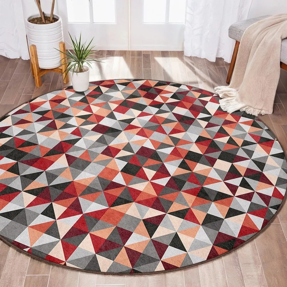Piros-szürke mosható kerek szőnyeg ø 80 cm Ignite – Mila Home