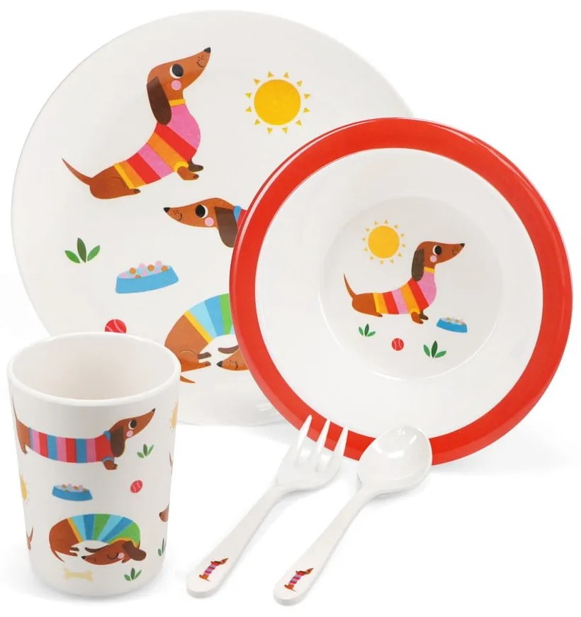 Gyerek étkészlet 5 db-os Sunny Sausage Dog – Rex London