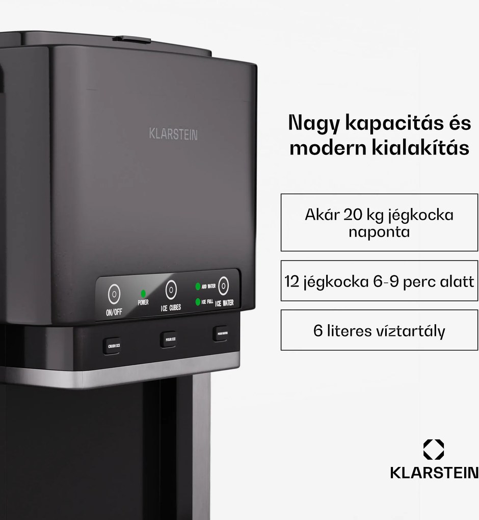 Klarstein ArcticBlend 3in1 jégkészítő, 20 kg/24ó, Jéggolyó, Zúzott jég, Vízadagoló
