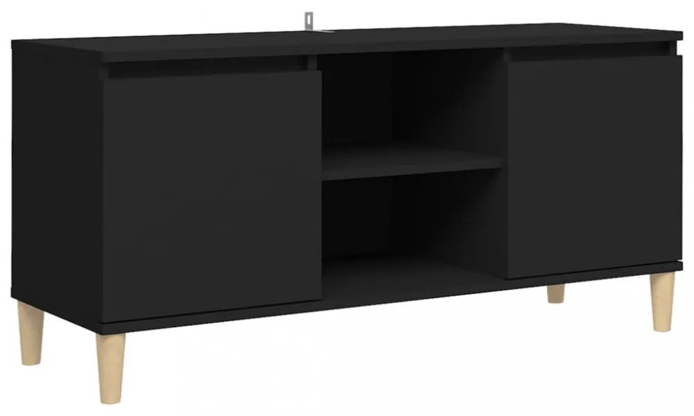 fekete TV-szekrény tömör falábakkal 103,5 x 35 x 50 cm