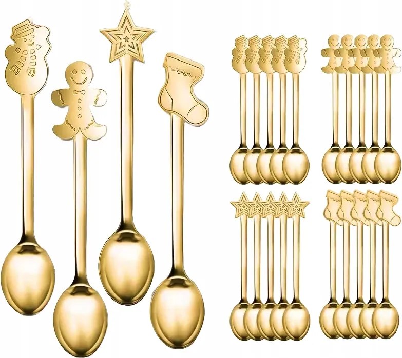 Karácsonyi Teáskanál Evőeszköz Szett 4db-os Szín Arany