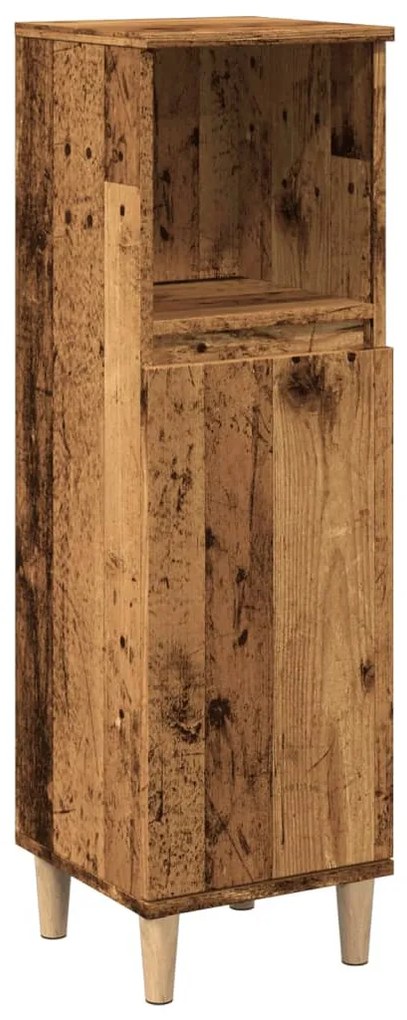 Antik fa színű szerelt fa fürdőszobaszekrény 30 x 30 x 100 cm
