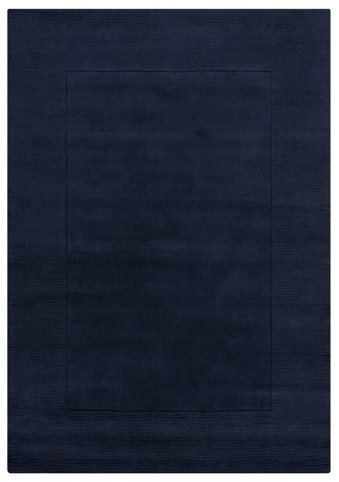 Sötétkék kézi szövésű gyapjú szőnyeg 200x290 cm Textured Wool Border – Flair Rugs