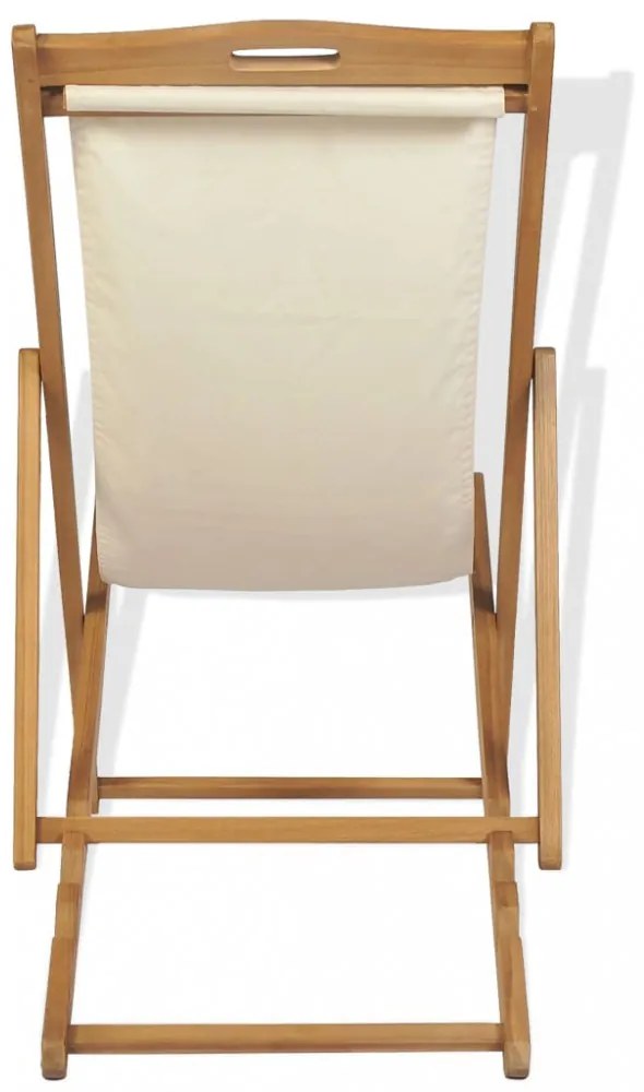 krémszínű tíkfa napozószék 56 x 105 x 96 cm